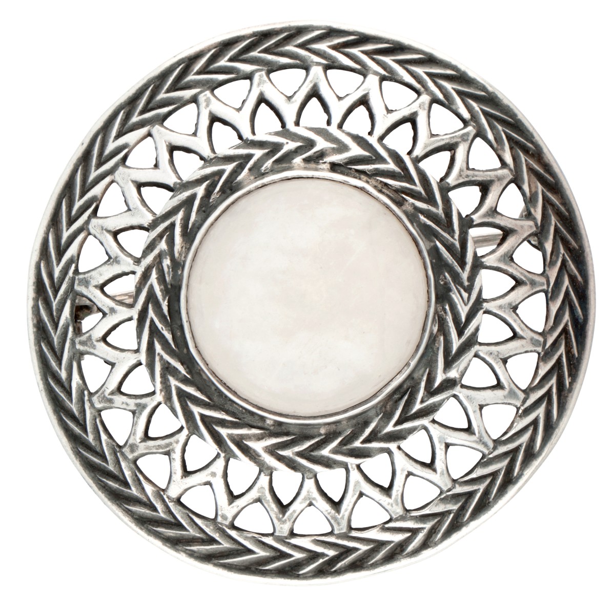 916 Zilveren broche bezet met maansteen door Kaunis Koru voor Kalevala Koru.