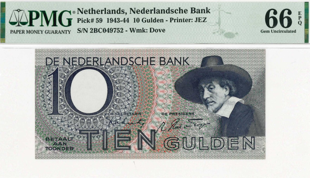 Nederland. 10 gulden . Bankbiljet . Type 1943 I. Type Staalmeester. - UNC.