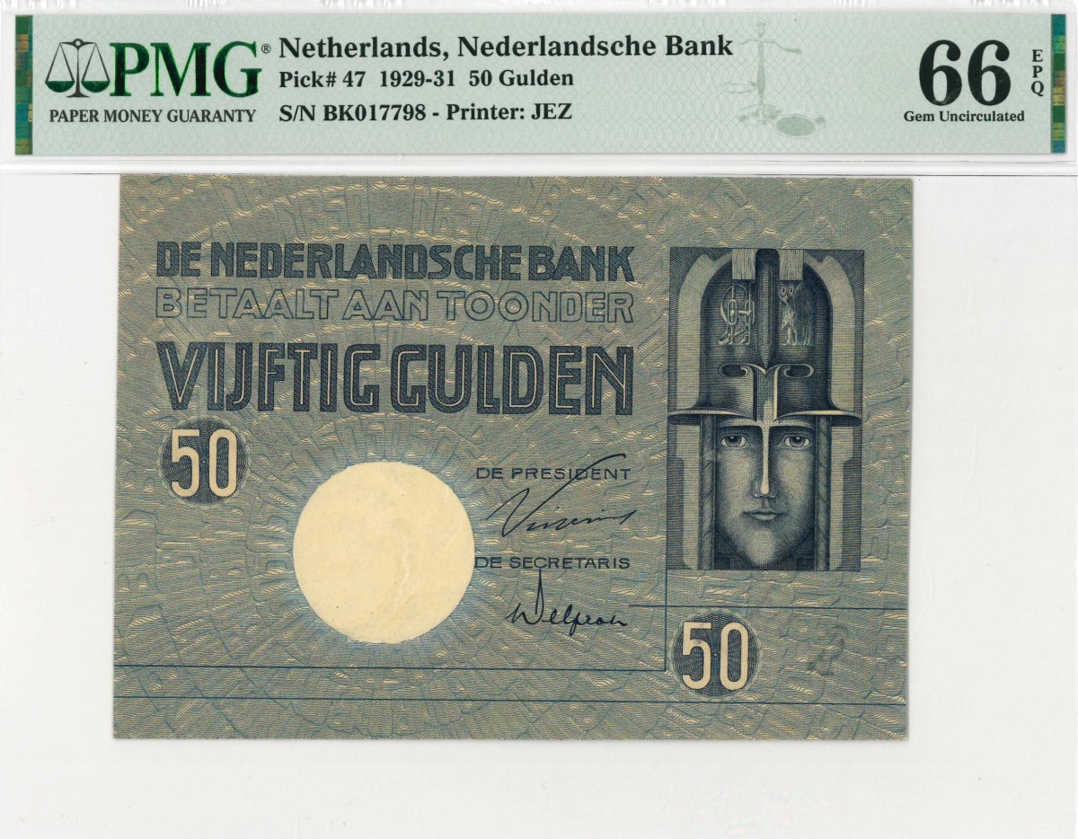 Nederland. 50 gulden . Bankbiljet. Type 1929. Type Minerva. - UNC.