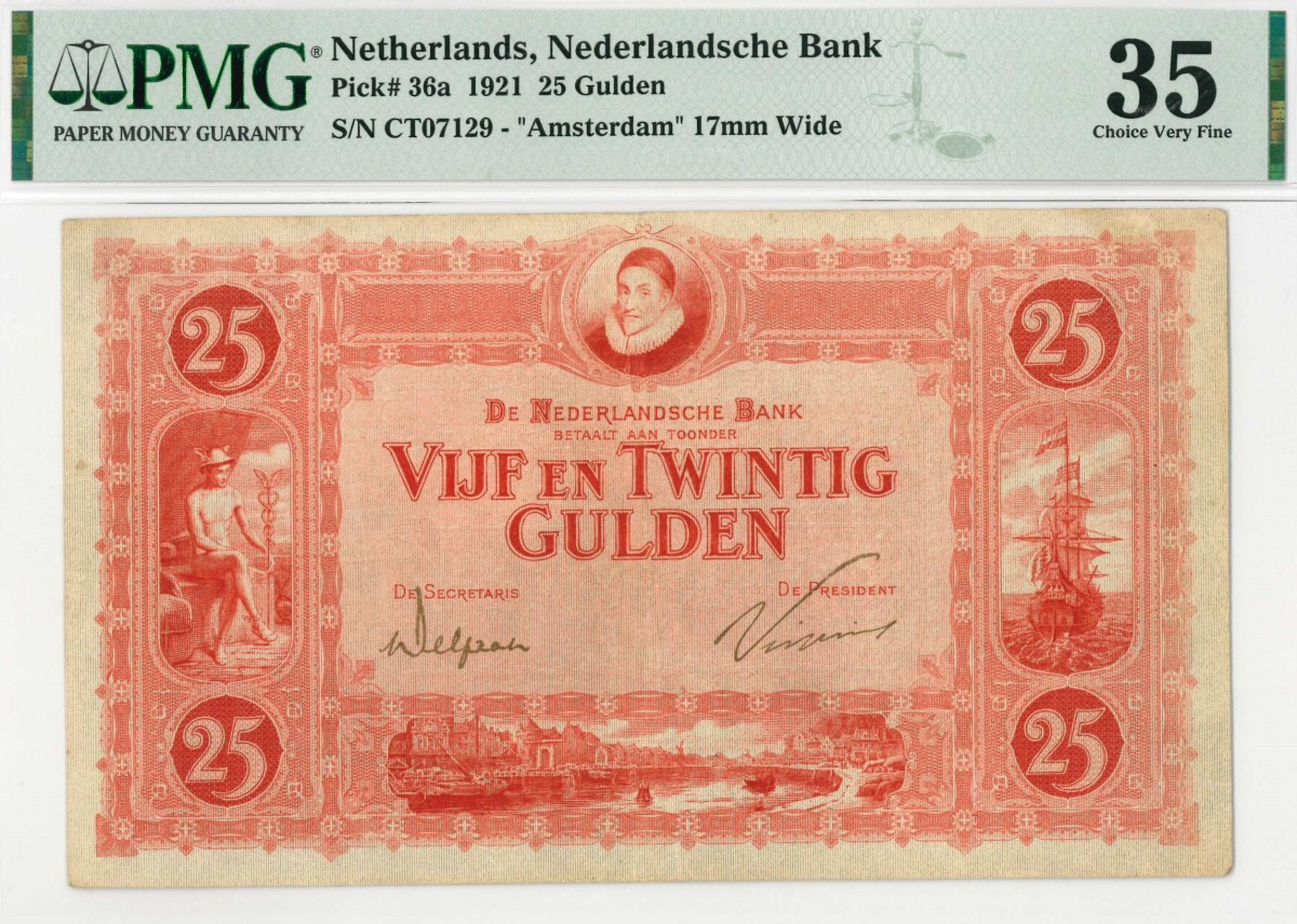 Nederland. 25 gulden . Bankbiljet. Type 1921. Type Willem van Oranje. - Zeer Fraai.