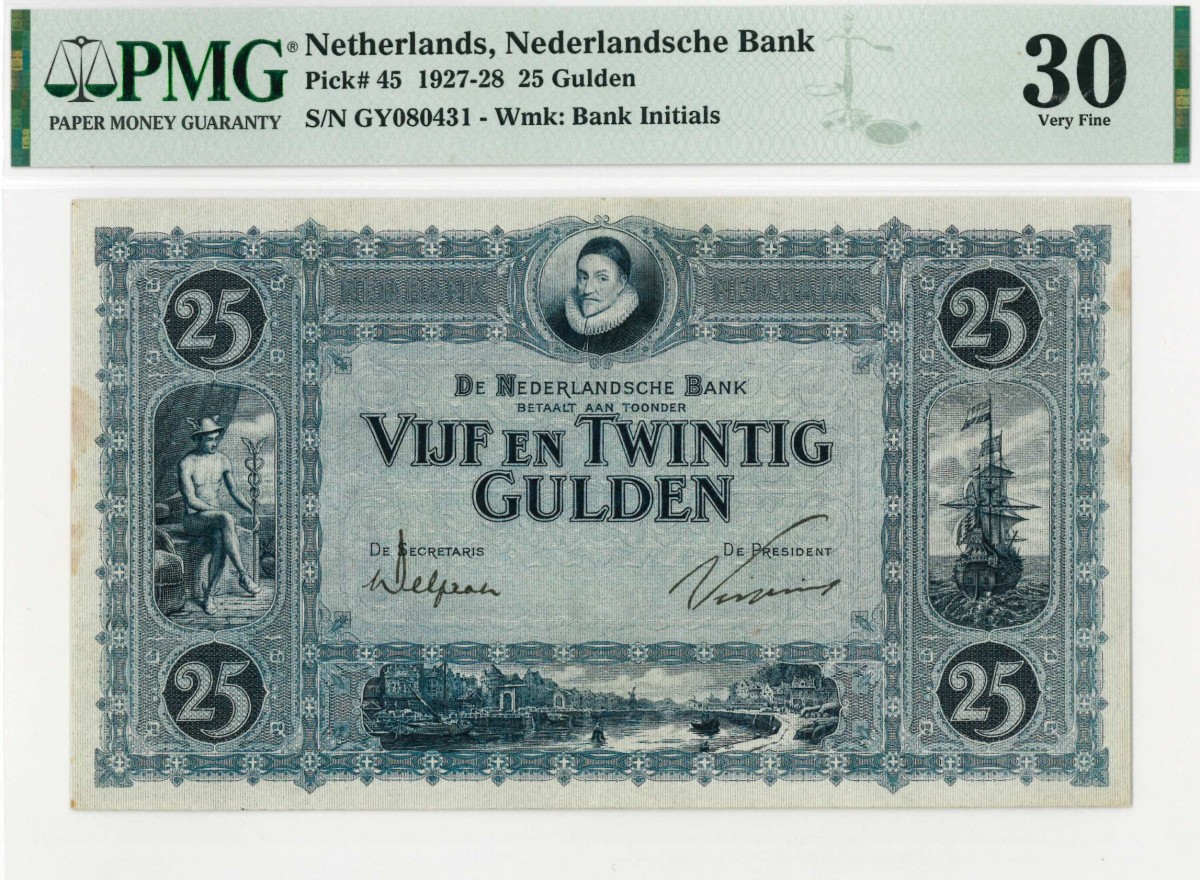 Nederland. 25 gulden . Bankbiljet. Type 1927. Type Willem van Oranje. - Zeer Fraai.