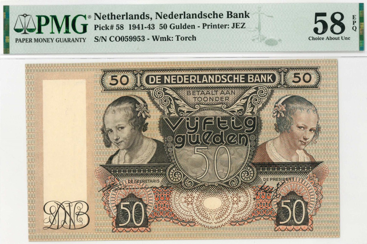 Nederland. 50 gulden. Bankbiljet. Type 1941. Type Oestereetster. - Nagenoeg UNC.