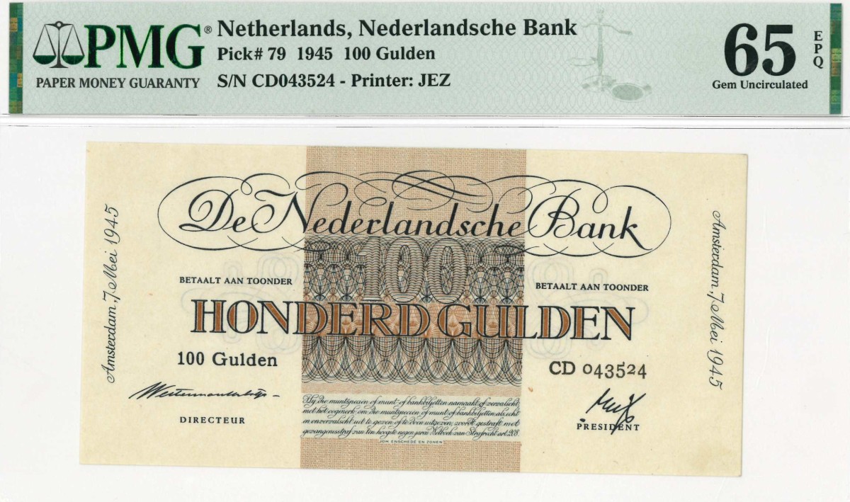 Nederland. 100 gulden . Bankbiljet. Type 1945. Type Geldzuivering. - UNC.
