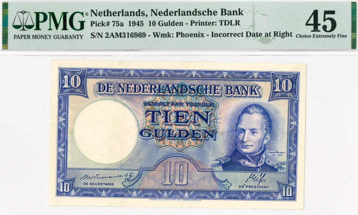 Nederland. 10 gulden . Bankbiljet. Type 1945 II. Type Staatsmijnen. - Prachtig.