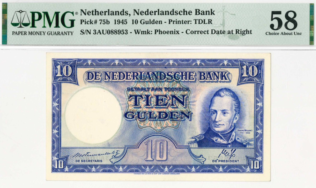 Nederland. 10 gulden. Bankbiljet. Type 1945 II. Type Staatsmijnen. - Nagenoeg UNC.