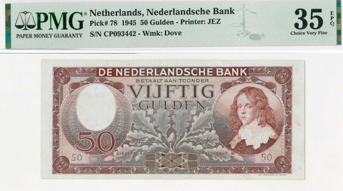 Nederland. 50 gulden . Bankbiljet. Type 1945. Type Stadhouder Willem III. - Zeer Fraai.