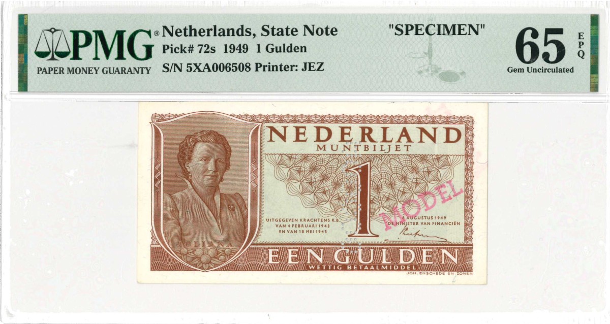 Nederland. 1 gulden . Muntbiljet. Type 1949. Type Juliana. - UNC.