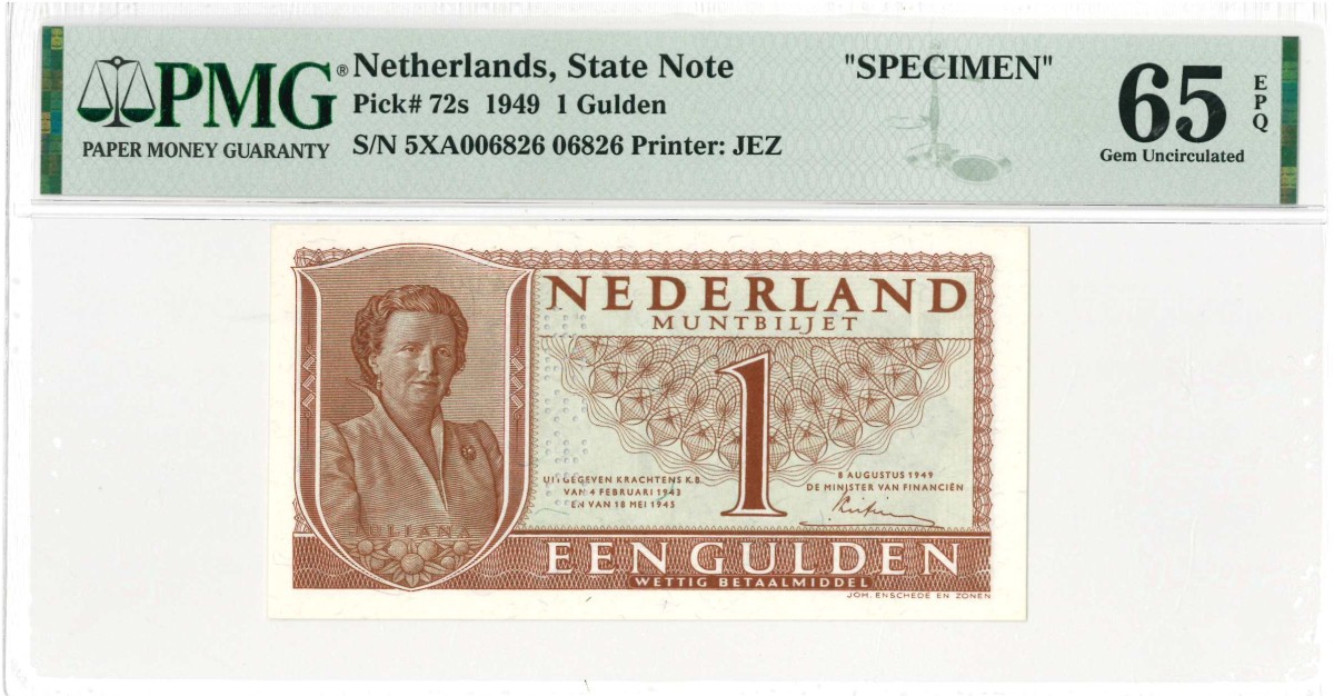 Nederland. 1 gulden. Muntbiljet. Type 1949. Type Juliana. - UNC.