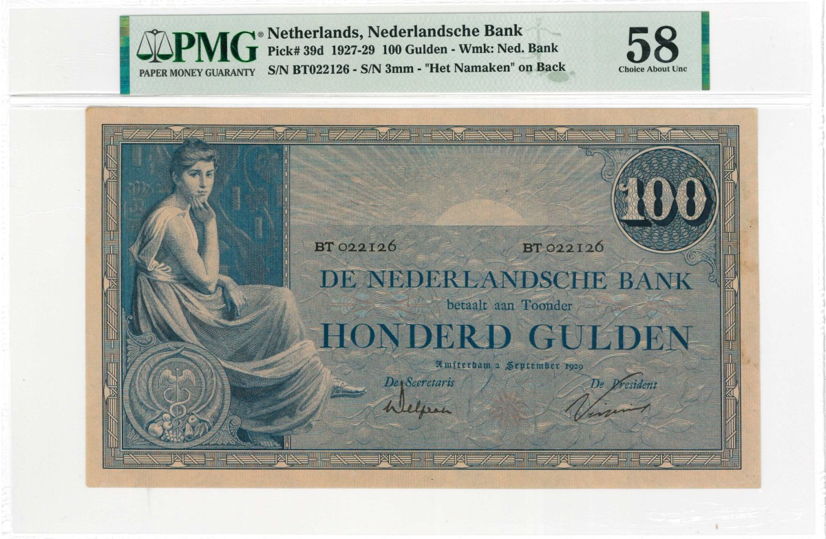 Nederland. 100 gulden . Bankbiljet. Type 1921. Type Grietje Seel. - Nagenoeg UNC.