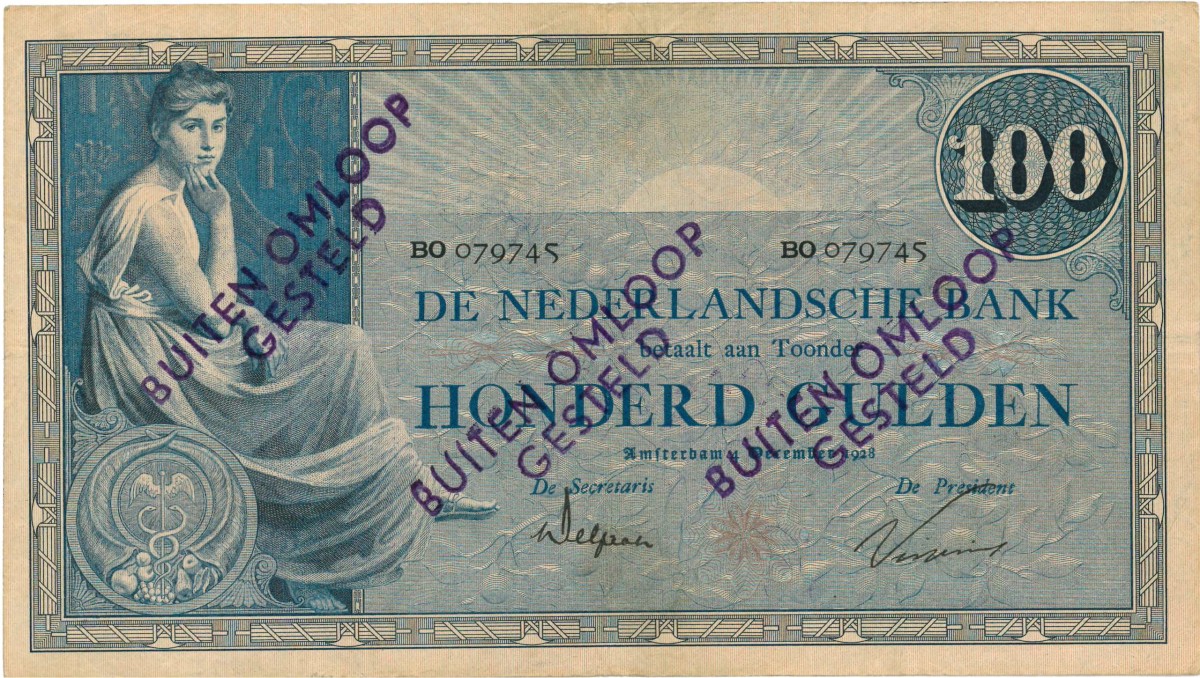 Nederland. 100 gulden . Bankbiljet. Type 1921. Type Grietje Seel. - Prachtig.