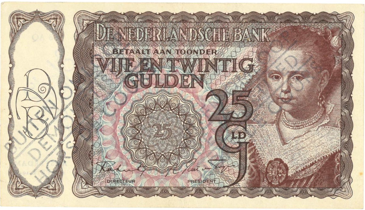 Nederland. 25 gulden . Bankbiljet. Type 1943 I. Type Prinsesje. - Zeer Fraai +.