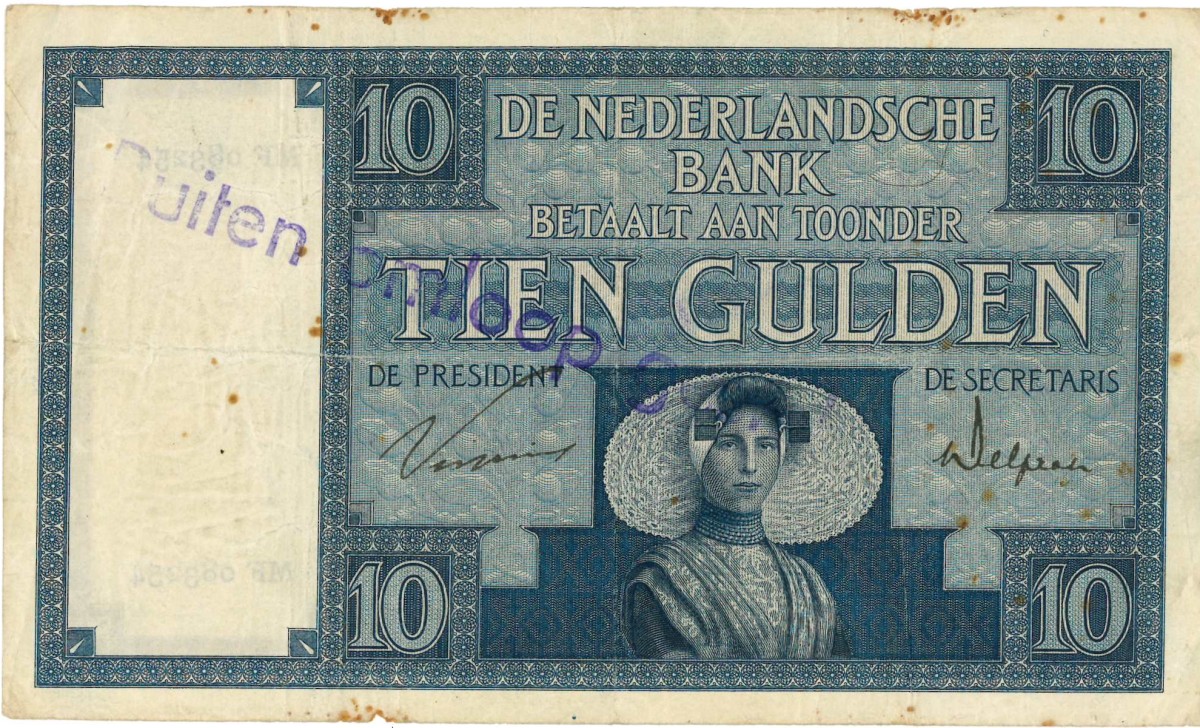 Nederland. 10 gulden . Bankbiljet. Type 1924. Type Zeeuw Meisje. - Fraai.