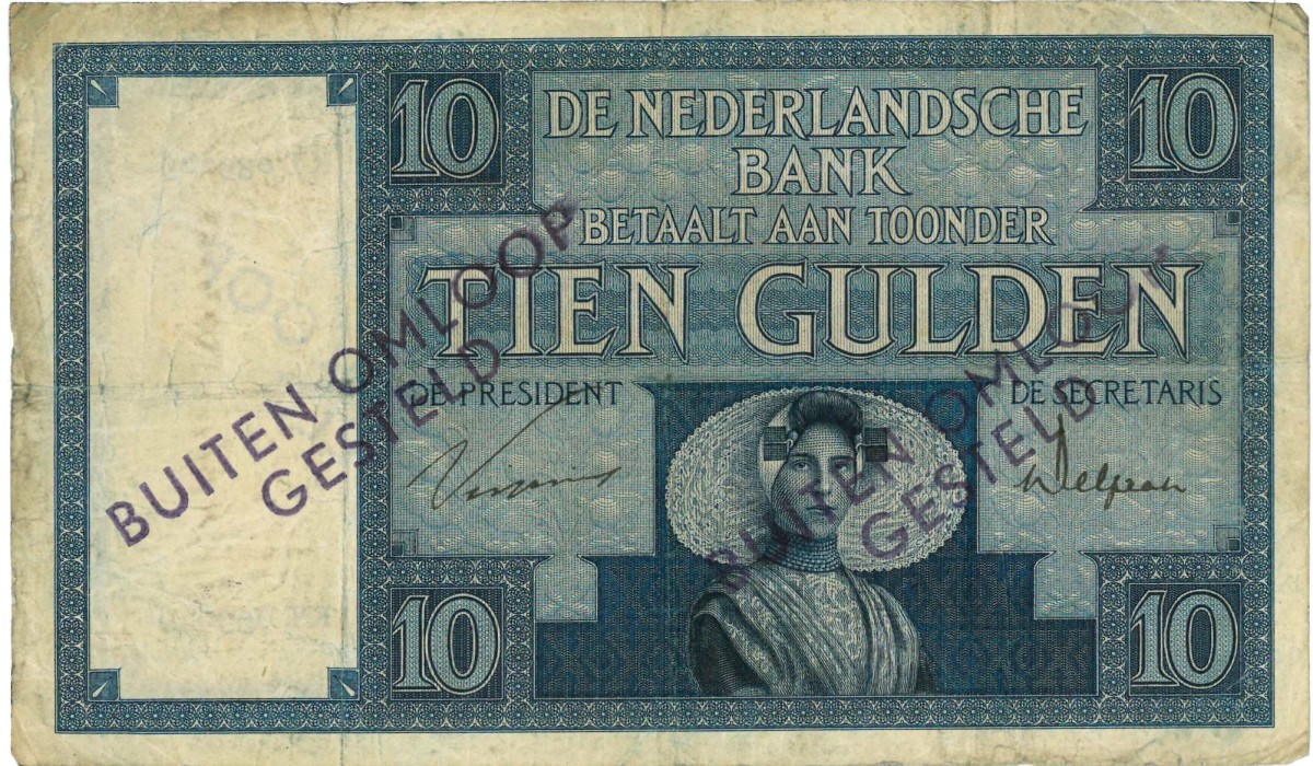 Nederland. 10 gulden . Bankbiljet. Type 1924. Type Zeeuws Meisje. - Fraai.