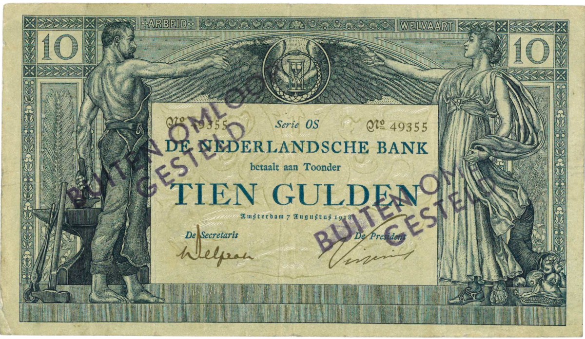 Nederland. 10 gulden . Bankbiljet. Type 1904. Type Arbeid en Welvaart I. - Fraai +.