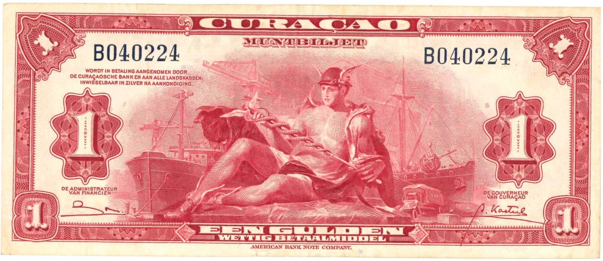 Curaçao. 1 gulden . Currency note. Type 1942. - Very fine.