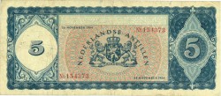 Curaçao. 5 gulden . Banknote. Type 1954. - Very fine.