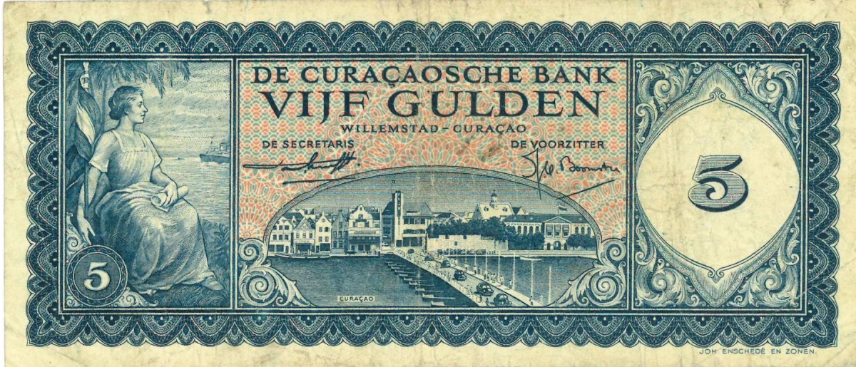 Curaçao. 5 gulden . Banknote. Type 1954. - Very fine.