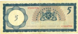 Netherlands-Antilles. 5 gulden . Banknote. Type 1962. - Very fine.