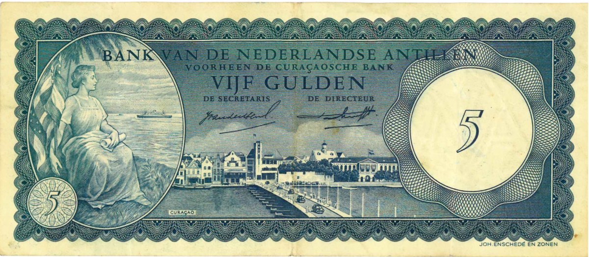 Netherlands-Antilles. 5 gulden . Banknote. Type 1962. - Very fine.