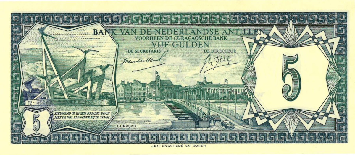 Netherlands-Antilles. 5 gulden . Banknote. Type 1967. - UNC.