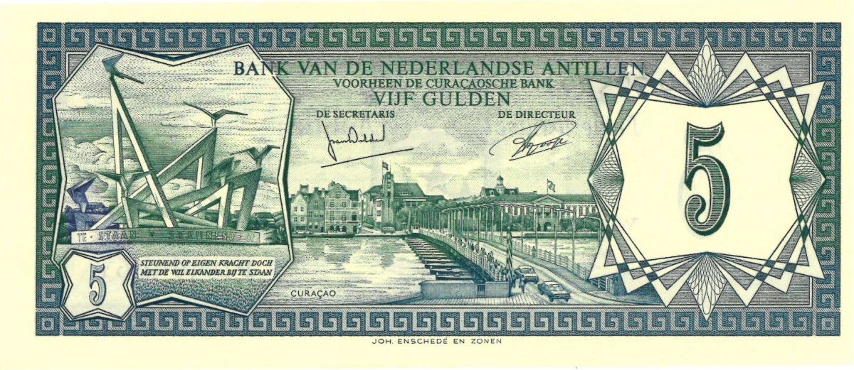 Netherlands-Antilles. 5 gulden . Banknote. Type 1967. - UNC.