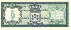 Netherlands-Antilles. 5 gulden . Banknote. Type 1967. - UNC.