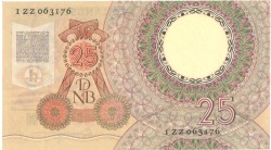 Nederland. 25 gulden . Bankbiljet. Type 1955. Type Huygens. - Fraai / Zeer Fraai.