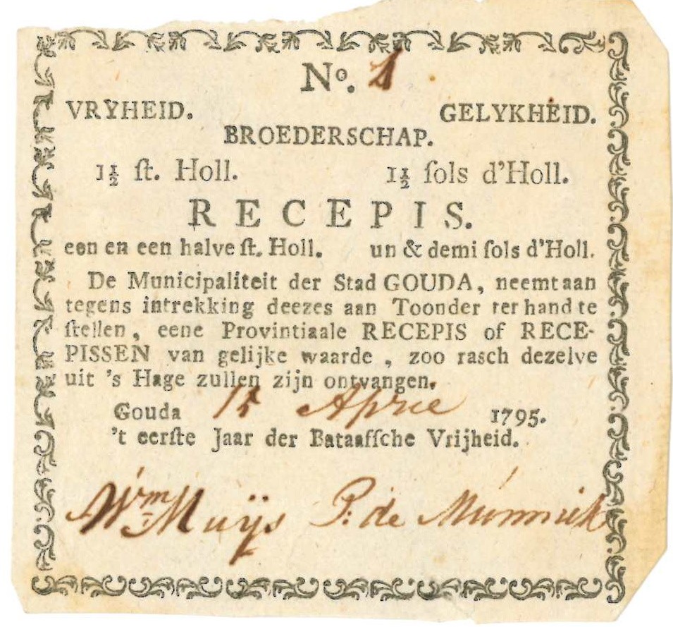 Nederland. 1½ stuiver. Recepisse. Type 1795. Type Gouda. - Fraai / Zeer Fraai.