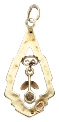 Antieke 14 kt. geelgouden hanger bezet met een roos geslepen diamant.