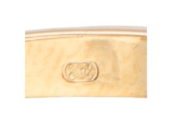 18 kt. Geelgouden 'Sputnik' ring bezet met parels.
