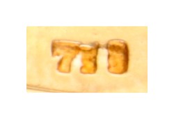 Vintage 18 kt. geelgouden ring met parel, gedecoreerd met rode emaille.