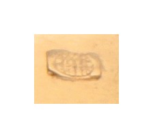 14 kt. Geelgouden retro tank ring bezet met diamant en robijn in witgoud.