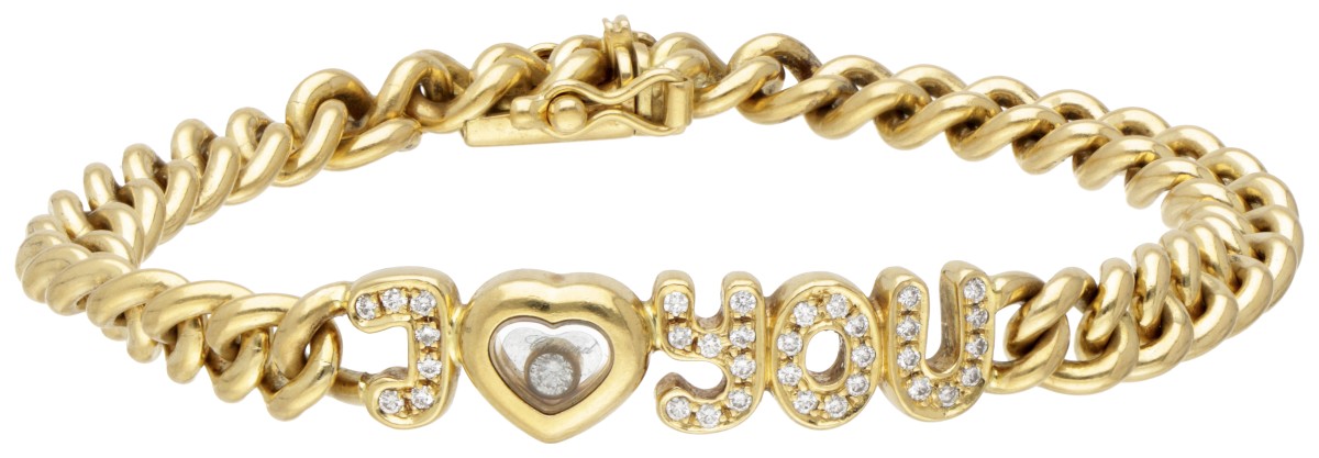 Chopard 'Happy Diamonds I Love You' 18 kt. geelgouden armband bezet met ca. 0.20 ct. diamant.