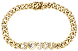 Chopard 'Happy Diamonds I Love You' 18 kt. geelgouden armband bezet met ca. 0.20 ct. diamant.