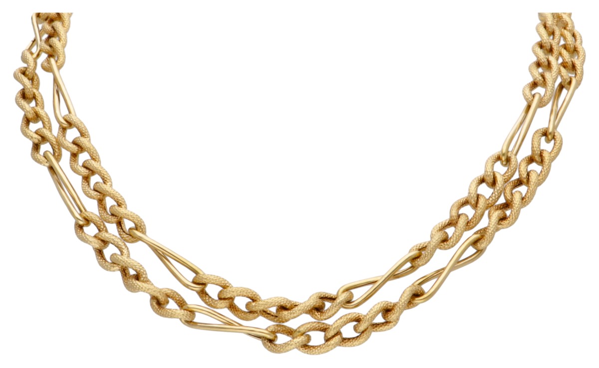 18 kt. Geelgouden figaro schakelcollier.