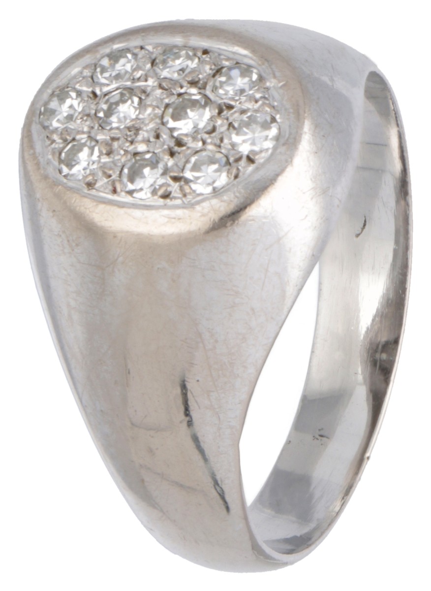 18 kt. Witgouden ring bezet met ca. 0.30 ct. diamant.