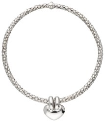 Chimento 18 kt. witgouden collier met hartvormige hanger.
