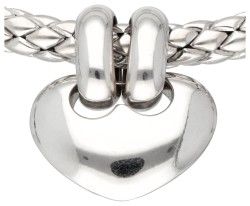 Chimento 18 kt. witgouden collier met hartvormige hanger.