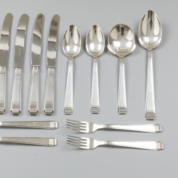 22-delige art deco bestekset Georg Nilssen voor Gero, model 447, verzilverd.