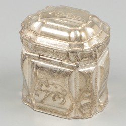 Lodereindoosje zilver.