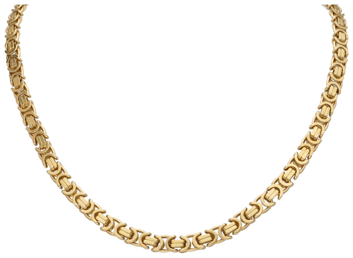 14 kt. Geelgouden koningsschakel-collier.