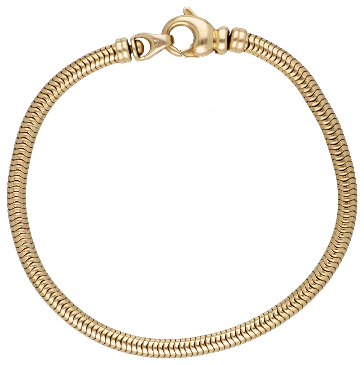 14 kt. Geelgouden slangen-schakelarmband.
