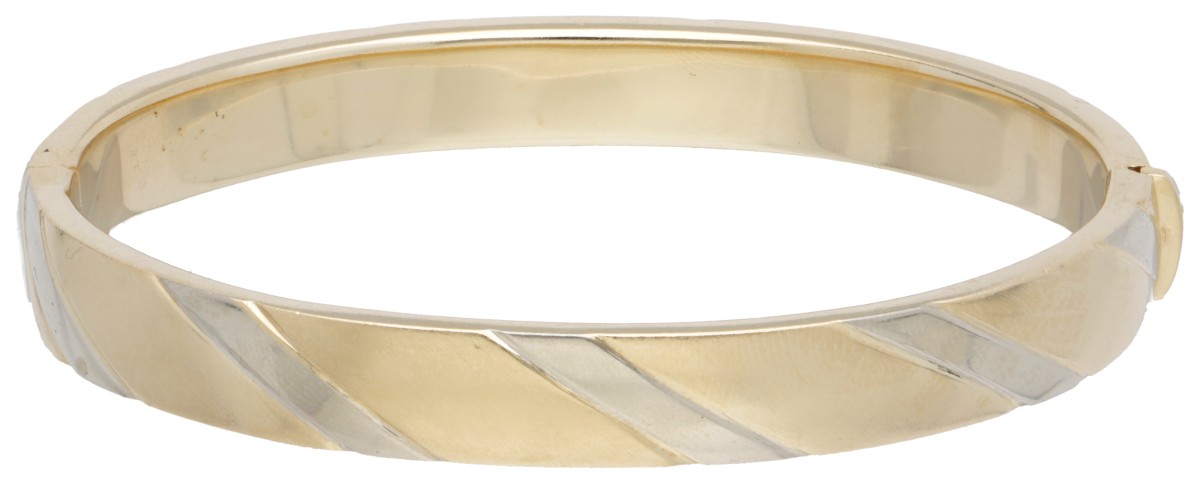 14 kt. Bicolor gouden bangle armband.