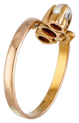 Vintage 20 kt. roségouden parel ring.