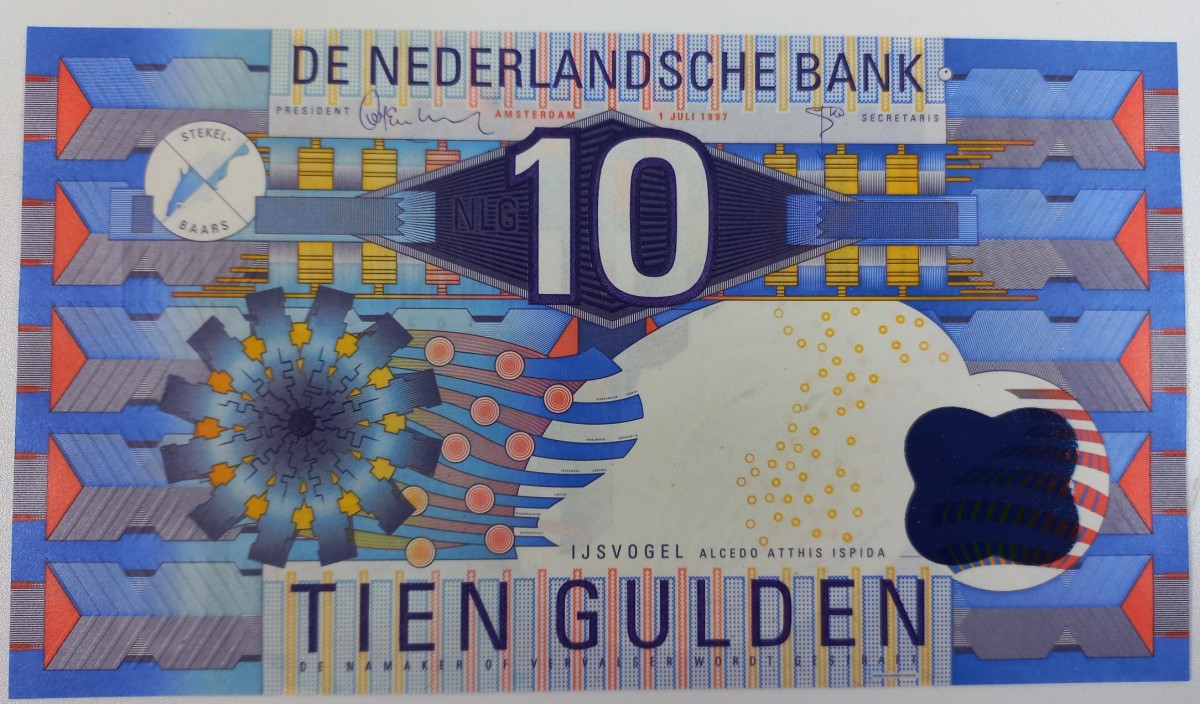 Nederland. 10 gulden . Bankbiljet. Type 1997. Type IJsvogel. - Nagenoeg UNC.