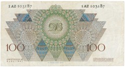 Nederland. 100 gulden . Bankbiljet. Type 1947. Type Meisjeskop / Adriaantje Hollaer. - Fraai.