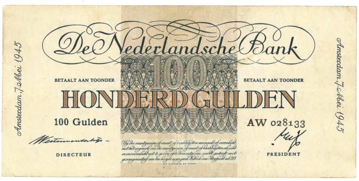 Nederland. 100 gulden . Bankbiljet. Type 1945. - Fraai.