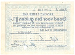 Nederland. 1 gulden . Waardebon. Type 1940. Type Friesland. - Zeer Fraai / Prachtig.