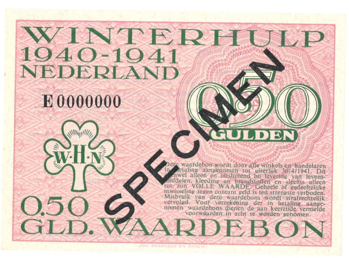 Nederland. ½ gulden . Waardebon. Type 1940-1941. - UNC.
