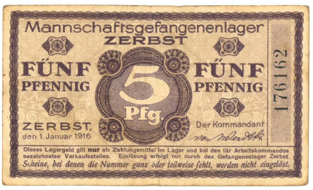 Germany . 5/10 pfennig and 1 mark. Banknote. Type 1916. Type Zerbst. - Very fine.
